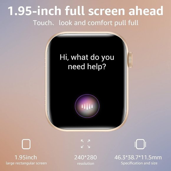 1.95" Full Screen Fitness Tracker with 111+ Sport Modes Smartwatch - Picture 2 of 6